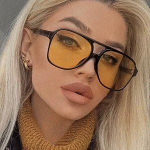 Vintage Oversized Sunglasses Woman Fashion Brand Big Frame Sun Glasses Female